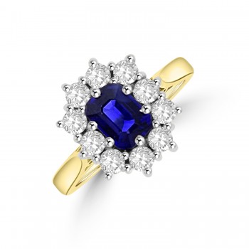 18ct Gold .71ct Sapphire & Diamond Cluster Ring