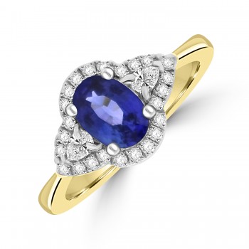 18ct Gold Sapphire and Diamond Tri-cluster ring