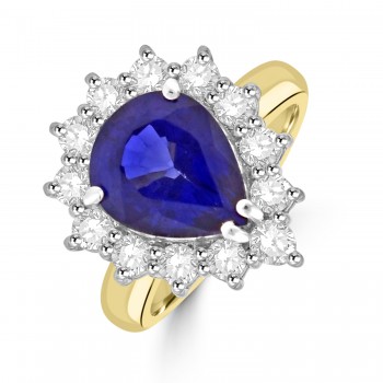 18ct Gold Platinum Sapphire and Diamond Pear Cluster ring 18ct Gold Platinum Sapphire and Diamond Pear Cluster ring