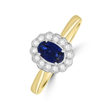 18ct Gold Platinum Sapphire and Diamond Oval cluster ring 18ct Gold Platinum Sapphire and Diamond Oval cluster ring