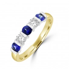 18ct Gold 5-stone Sapphire & Diamond Bar set Eternity Ring