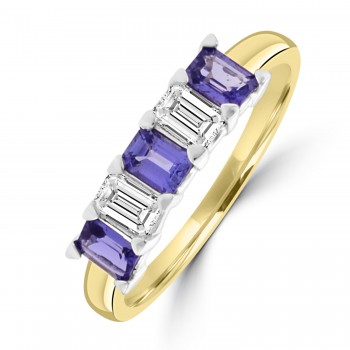 18ct Gold Sapphire and Diamond Baguette Eternity ring