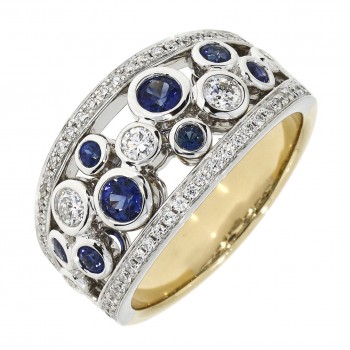 18ct Gold Sapphire and Diamond Bubble eternity ring