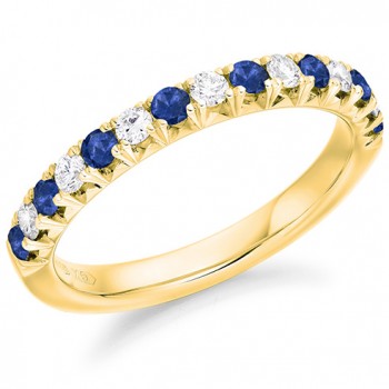18ct Gold Sapphire and Diamond French Pave Eternity ring