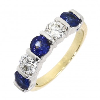 18ct Gold Sapphire and Diamond Bar set Eternity ring 18ct Gold Sapphire and Diamond Bar set Eternity ring