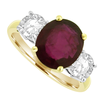 18ct Gold Three-stone 2.24ct Ruby & Diamond Ring