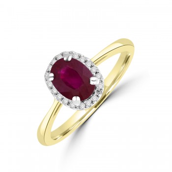 18ct Gold Ruby & Diamond Halo Ring