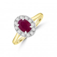 18ct Yellow Gold Ruby and Diamond Cluster Ring