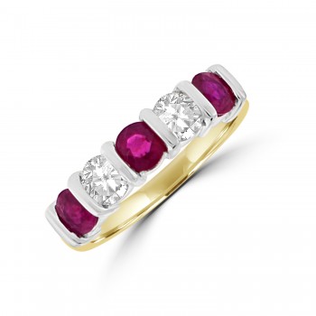18ct Gold Ruby & Diamond Bar set Eternity Ring