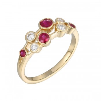 18ct Gold Ruby and Diamond Bubble Eternity ring