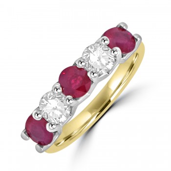 18ct Gold Platinum Ruby and Diamond Loopy Eternity ring