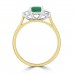 18ct Gold Three-stone .96ct Emerald and Radiant Diamond Ring