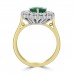 18ct Gold 1.27ct Emerald and Diamond Emerald cut Cluster Ring