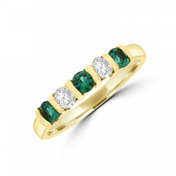 18ct Gold Emerald and Diamond Bar Set Eternity Ring
