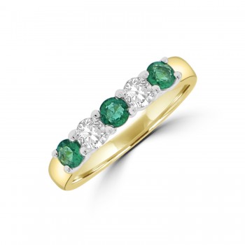 18ct Gold Emerald and Diamond Claw set Eternity Ring