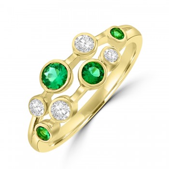 18ct Gold Emerald and Diamond Bubble Eternity Ring