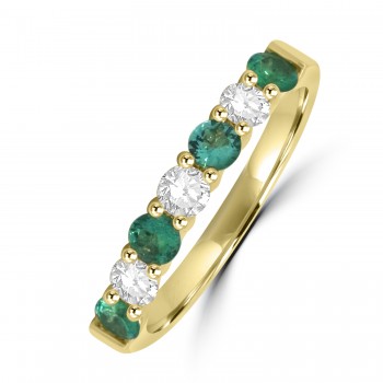 18ct Gold Emerald and Diamond Cog profile eternity ring