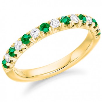 18ct Gold Emerald and Diamond French Pave Eternity ring