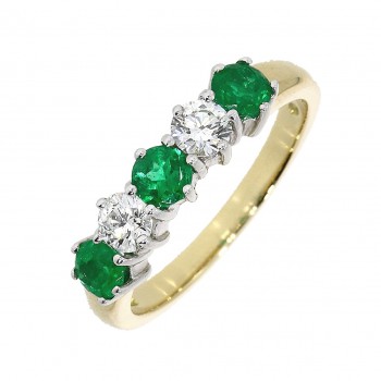 18ct Gold Emerald and Diamond six claw Eternity ring