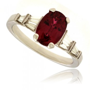 18ct White Gold Ruby Solitaire ring with Diamond