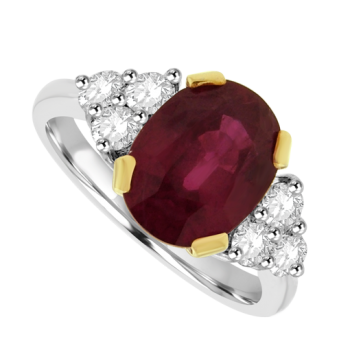 18ct White Gold Ruby and Diamond Trefoil ring