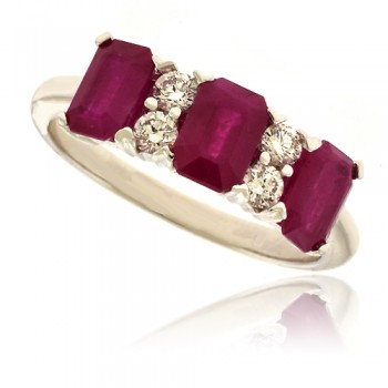 18ct White Gold 3-stone Ruby Ring