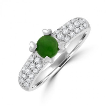 18ct White Gold Jadeite & Diamond Solitaire Ring