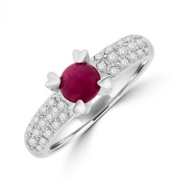 18ct White Gold Ruby & Diamond Solitaire Ring