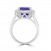 18ct White Gold Tanzanite and Diamond Cushion Halo ring