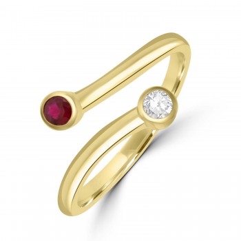 9ct Gold Ruby and Diamond Two-stone Twist ring