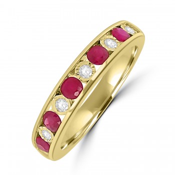 9ct Gold Ruby and Diamond Channel set Eternity riing