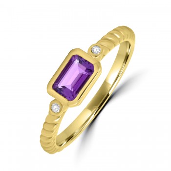 9ct Gold Amethyst and Diamond Dress ring