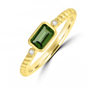 9ct Gold Peridot and Diamond signet ring