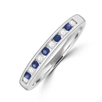 9ct White Gold Sapphire and Diamond Channel Eternity ring