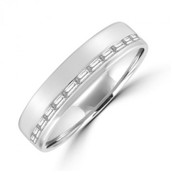 Platinum Baguette Diamond Offset Eternity Ring