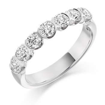 Platinum 7-Stone Diamond Half Rubover Eternity Ring
