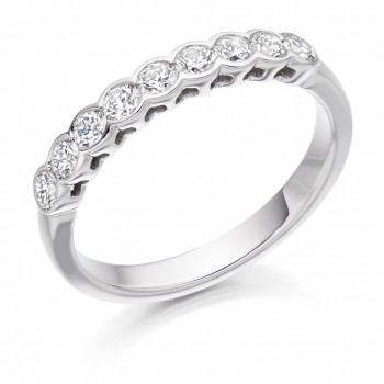 Platinum Nine Stone Diamond Rubover Eternity Ring
