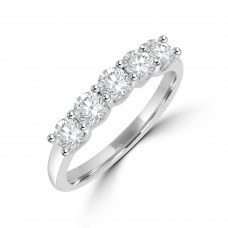 Platinum 5-stone Diamond V-shaped Claw Eternity Ring