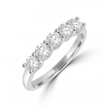 Platinum 5-stone Diamond V-shaped Claw Eternity Ring