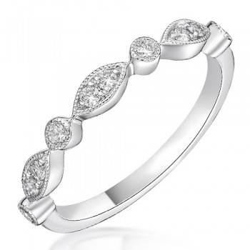18ct White Gold Diamond Round and Marquise Petals Eternity Ring