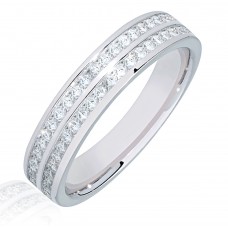 Platinum Double Row Princess cut Diamond Eternity Ring