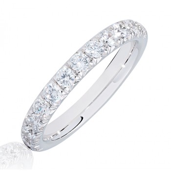 Platinum .75ct Diamond French Pave Eternity Ring