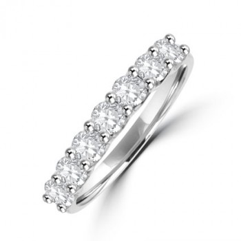 Platinum 7-stone .77ct Diamond V-claw Eternity Ring