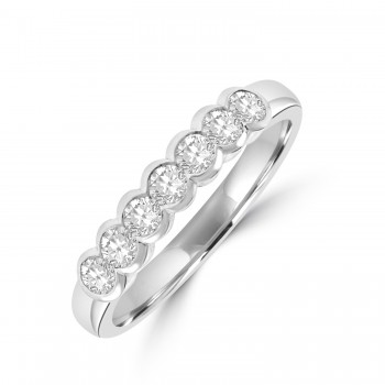 Platinum 7-stone .44ct Diamond Rubover Eternity Ring