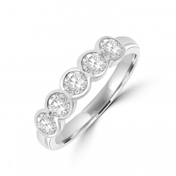 Platinum 5-stone .73ct Diamond Rubover Eternity Ring