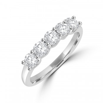 Platinum 5-stone Diamond V-claw Eternity ring
