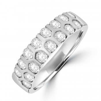 Platinum Double-row Diamond Honeycomb Eternity ring