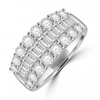 Platinum Graduated Baguette and Brilliant Diamond Eternity ring