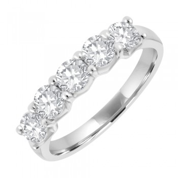 Platinum 5-stone Diamond V-claw Eternity ring