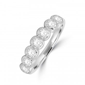 Platinum 7-stone Diamond Rubover Eternity ring